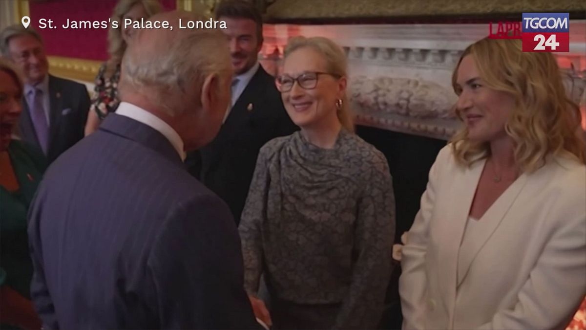 Londra, Re Carlo con Meryl Streep, Kate Winslet e David Beckham al St. James