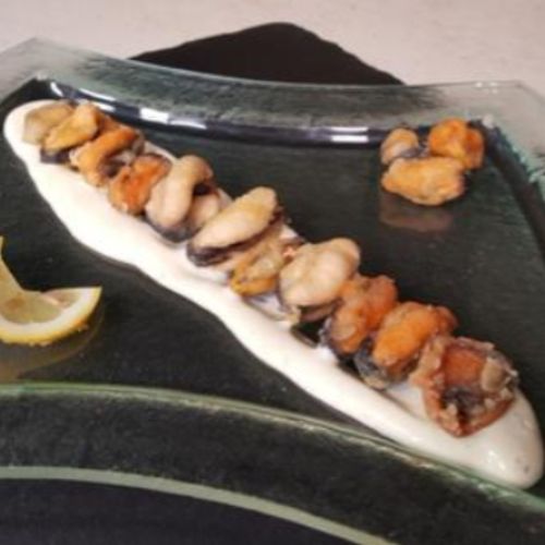 Cozze fritte e maionese di soia