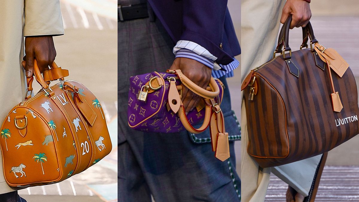 Alcuni modelli di borse dalla sfilata Louis Vuitton collezione uomo primavera estate 2026 © IPA