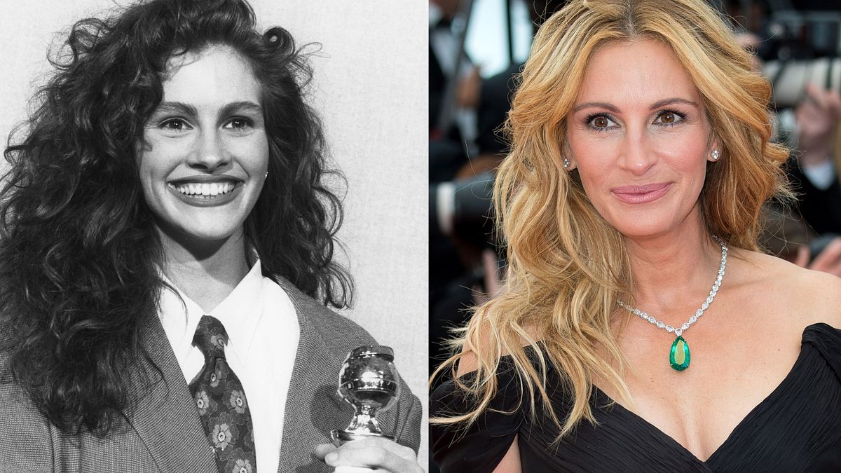 Julia Roberts con un iconico look maschile ai Golden Globe 1990 e sul red carpet di Cannes 69 © IPA