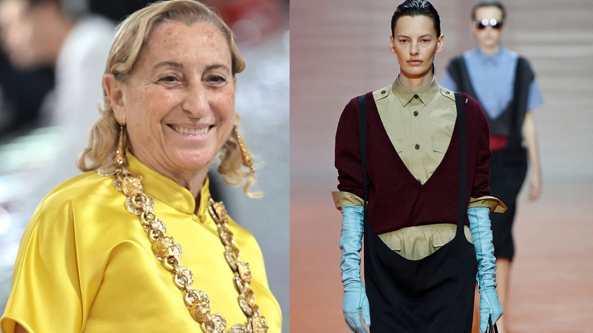 Miuccia Prada e la sfilata di presentazione della collezione donna primavera estate 2026 © Afp\IPA