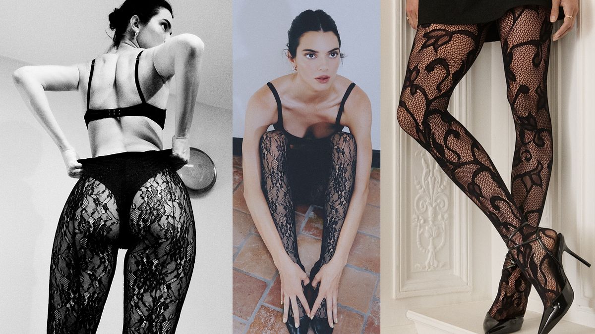 Kendall Jenner in collant di pizzo nero © Ufficio stampa