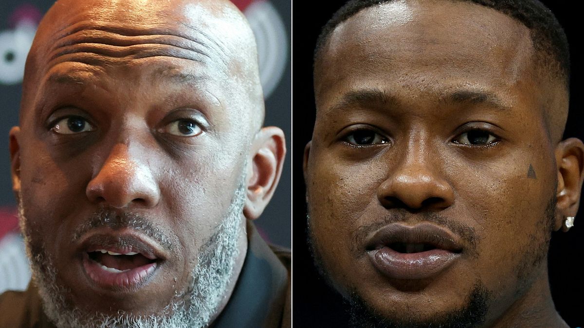  L'allenatore dei Portand Trail Blazers Chauncey Billups e la guardia dei Miami Heat Terry Rozier © Afp