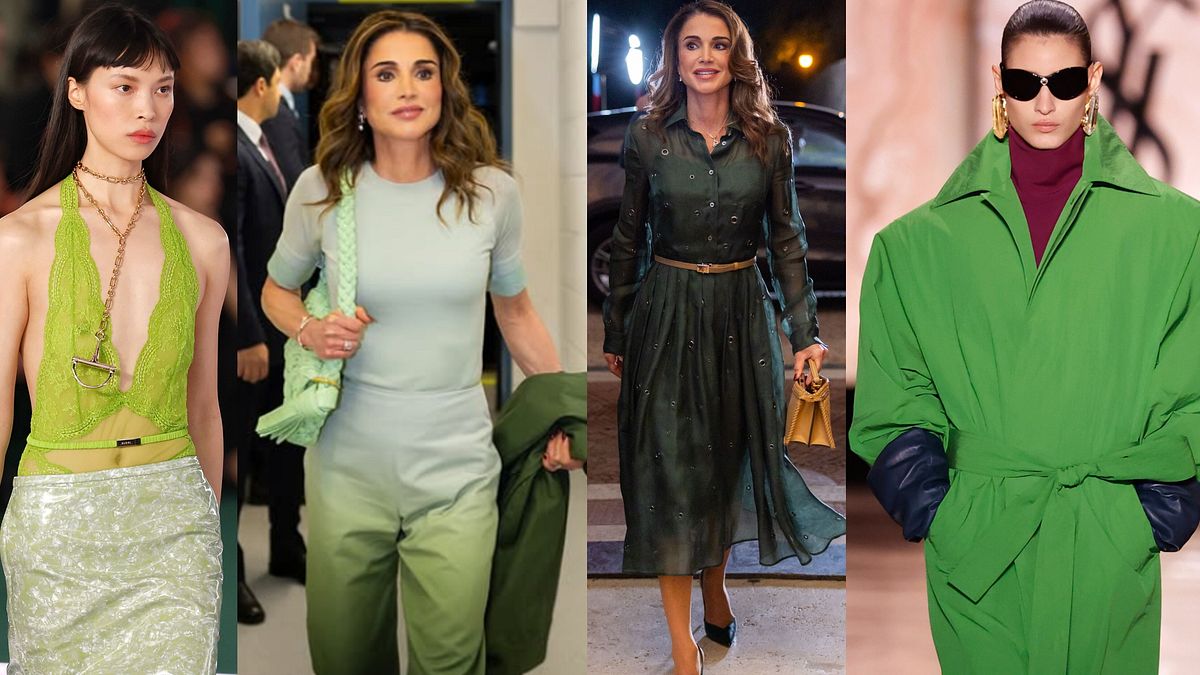 Come indossare il verde: da Rania di Giordania alle sfilate autunno inverno 2025 © Catwalk Pictures/Instagram/IPA/Catwalk Pictures
