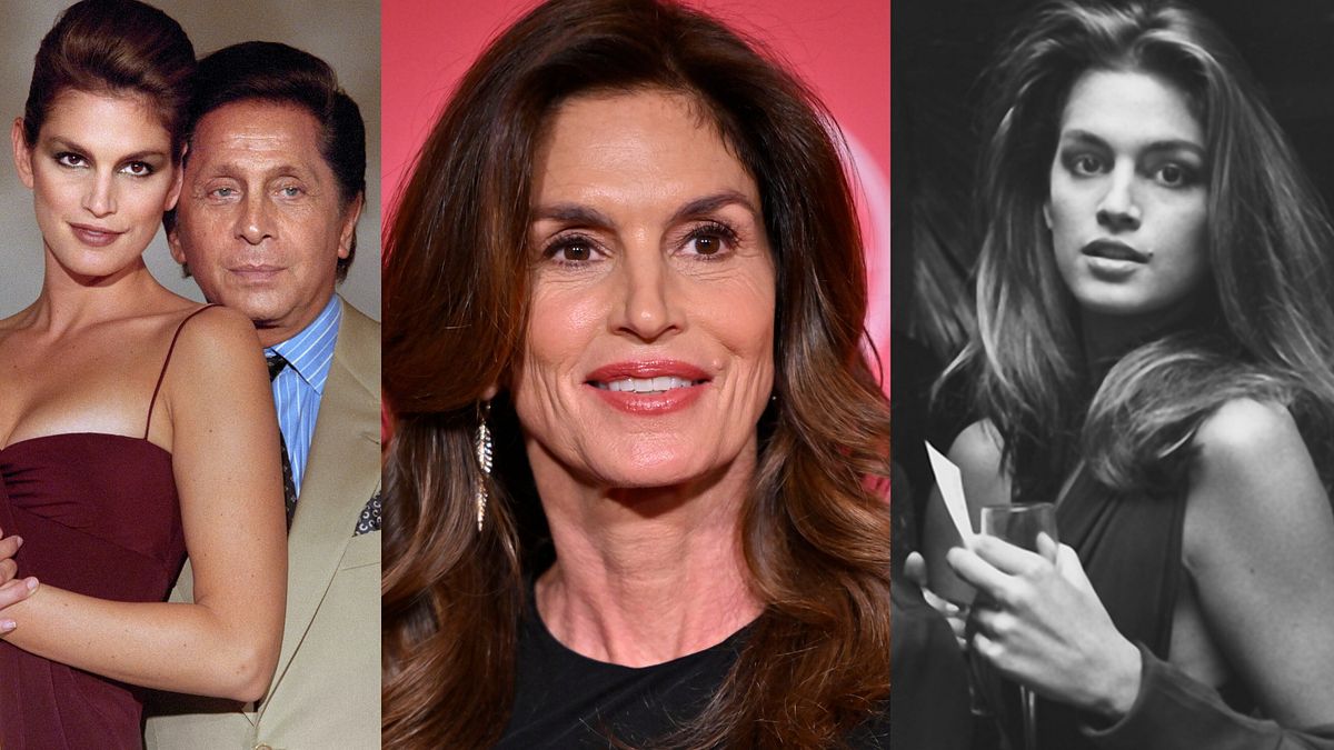 Cindy Crawford nel 1993 con Valentino, oggi e nel 1988 © Afp/IPA/IPA