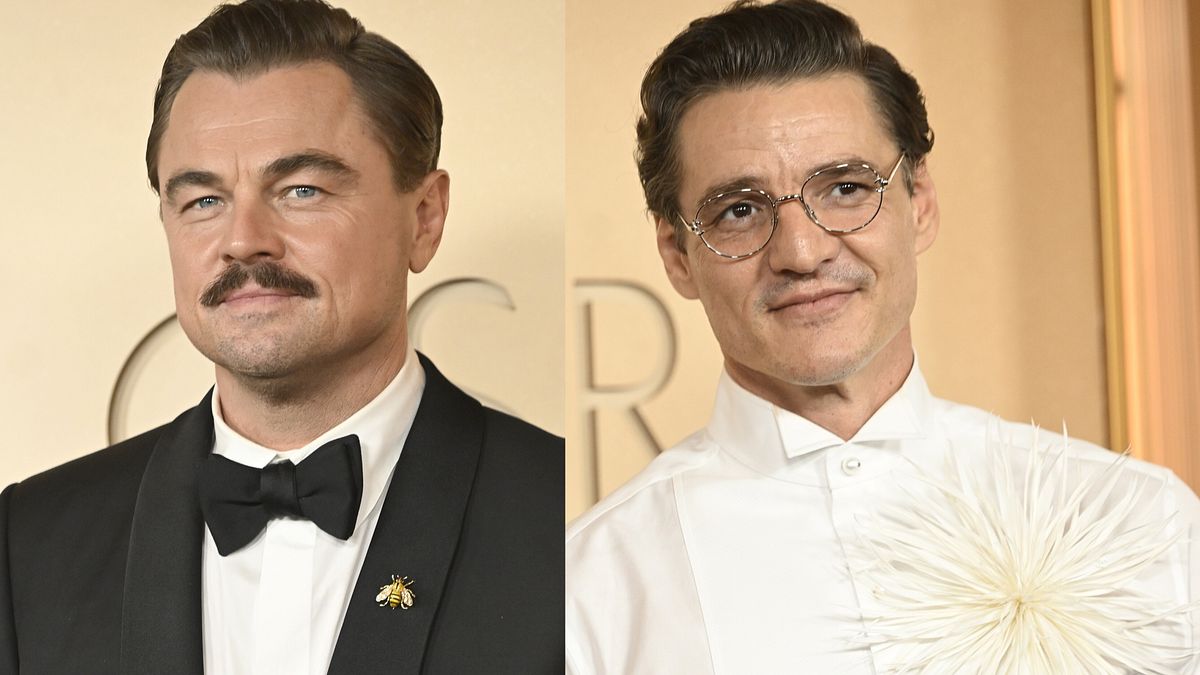 Baffi, l'ironia sui social: agli Oscar Leonardo DiCaprio li avrebbe "rubati" a Pedro Pascal © IPA