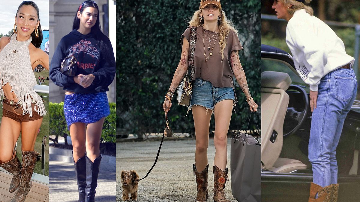 Un look con gli stivali texani dal Coachella 2026, Dua Lipa, la figlia di Michael Jackson, Paris Jackson, e Lady Diana in un’immagine d’archivio © IPA