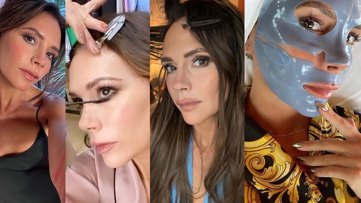 Alcuni scatti d'archivio condivisi da Victoria Beckham su Instagram dedicati alla sua beauty routine © IPA