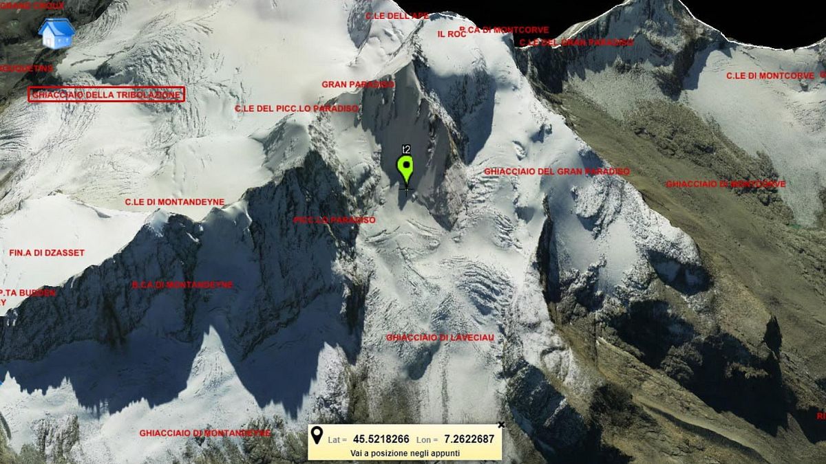 La parete del Gran Paradiso dove è precipitato l'alpinista © Ansa