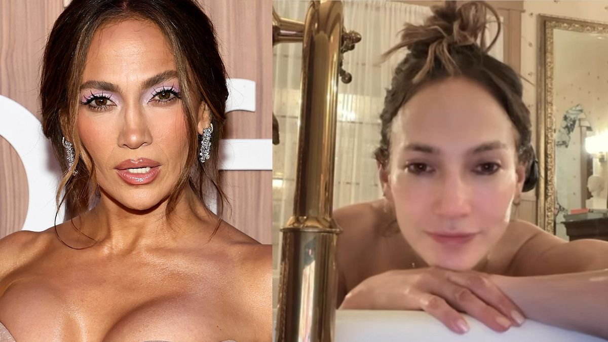 	Il beauty look di Jennifer Lopez per una premiere cinematografica a New York e in versione "no make up" su Instagram (dalla sua pagina ufficiale @jlo) © Afp/Instagram