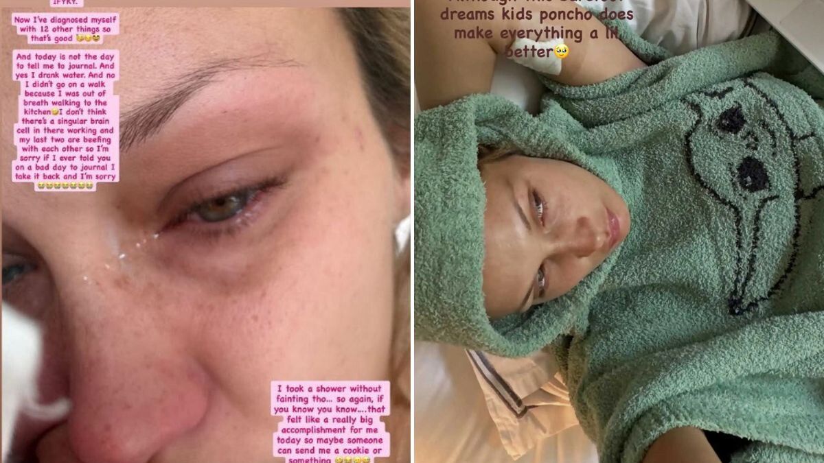 Due storie di Bella Hadid in lacrime © Instagram