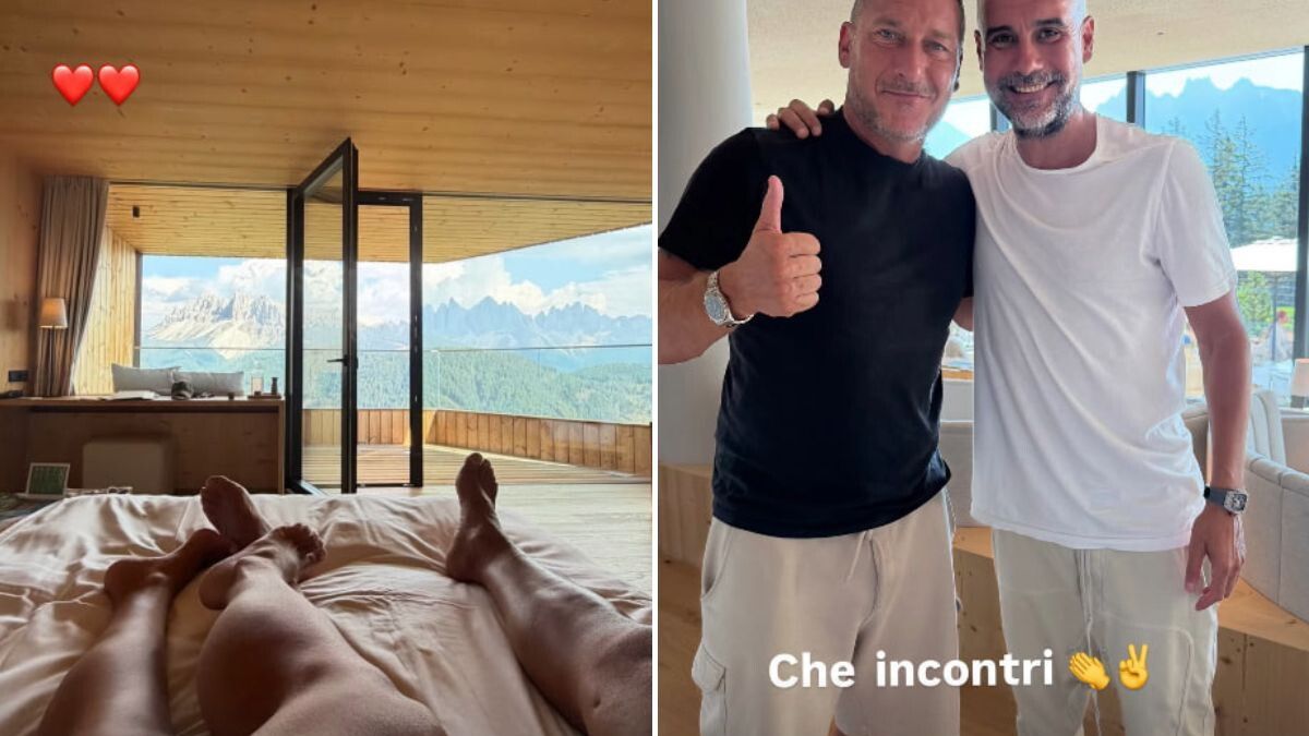  Francesco Totti con Noemi Bocchi e Pep Guardiola © Instagram