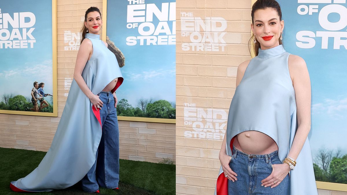 Il look premaman di Anne Hathaway alla premiere mondiale di "The End of Oak Street" a Los Angeles © Afp/IPA