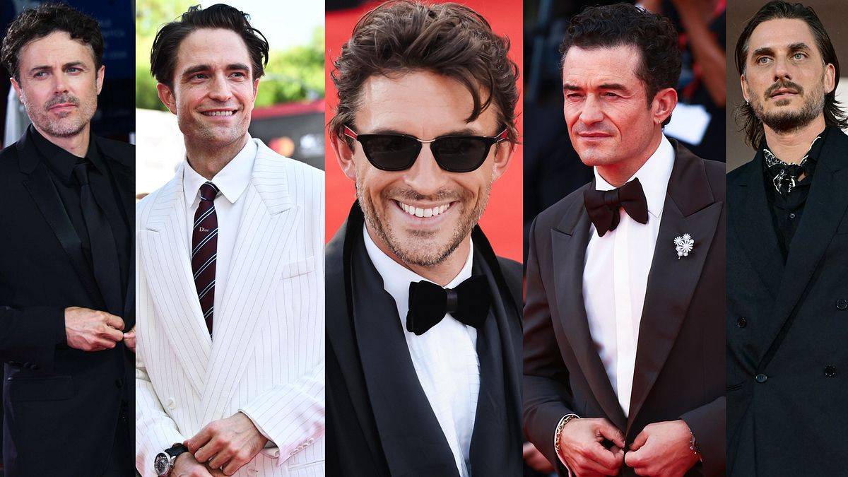 Venezia 83, i look maschili sul red carpet: Casey Affleck, Robert Pattinson, Jonathan Bailey, Orlando Bloom, Luca Marinelli © IPA/IPA/IPA/IPA/Afp