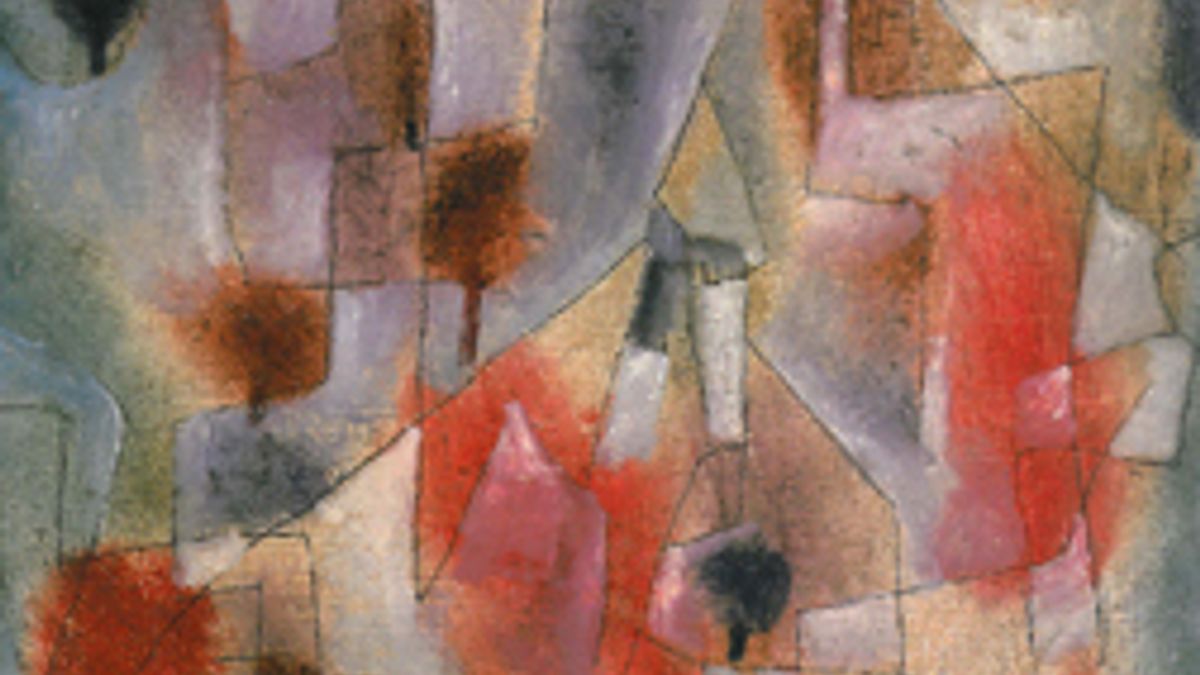 Paul Klee Landschaft mit blauen und roten Bäumen 1920 olio e penna su imprimitura a gesso su tela su cartone 41 x 32 cm Collezione privata  © Ufficio stampa