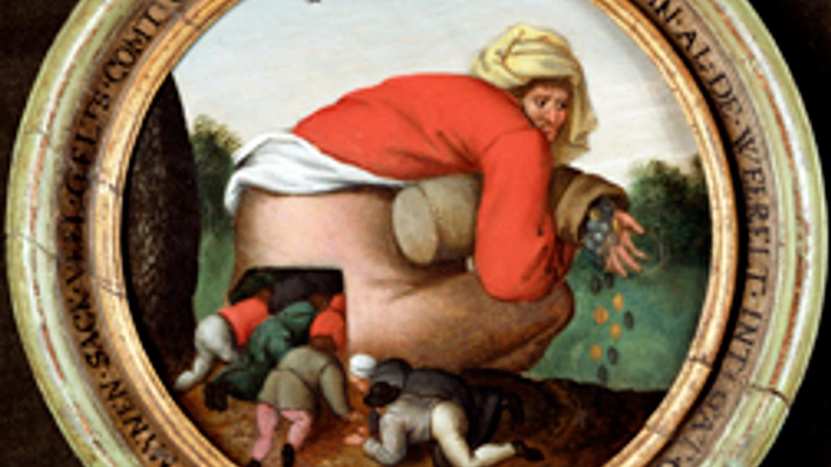 Pieter Brueghel il Giovane, L'Adulatore, 1592 ca., olio su tavola circolare, diam. 18,5 cm  © Ufficio stampa