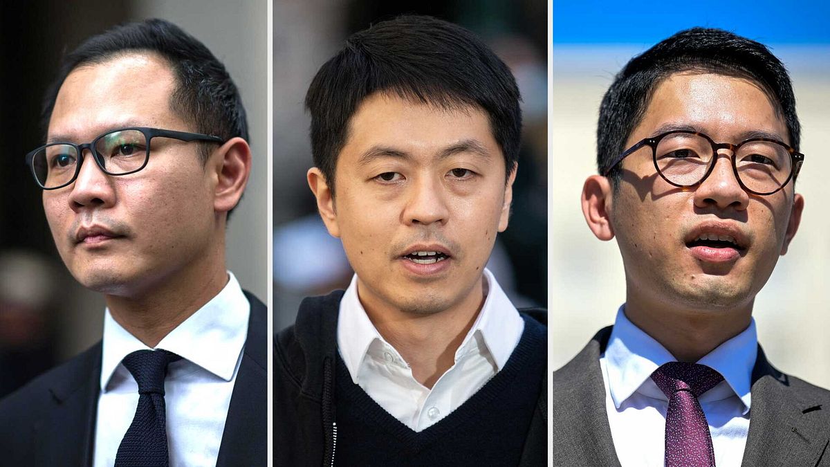 Da sinistra: Dennis Kwok, Ted Hui e Nathan Law © Ansa