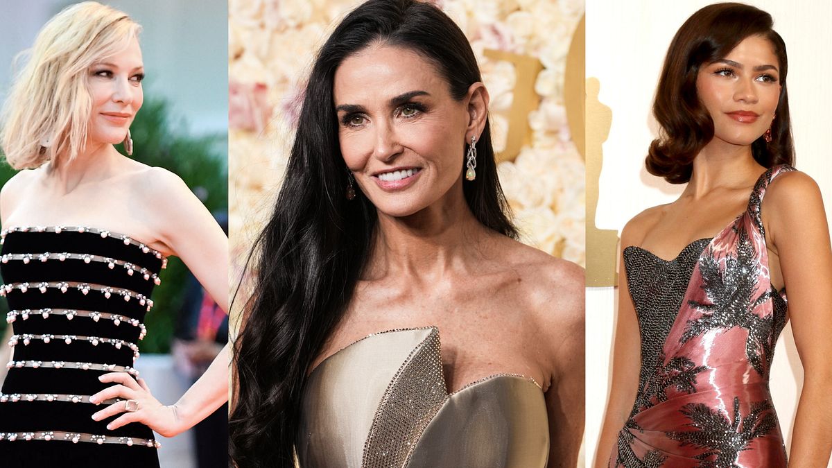 Alcune delle creazioni Giorgio Armani Privé indossate sui red carpet da Cate Blanchett, Demi Moore e Zendaya © Afp/IPA/IPA