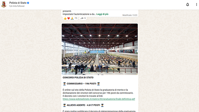 © Da WhatsApp | La chat del canale WhatsApp della Polizia di Stato
