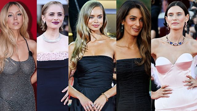 © IPA | Venezia 83, i best beauty look delle star sul red carpet: da sinistra Sydney Sweeney, Greta Scarano, Laila Hasanovic, Amal Clooney, Bianca Balti