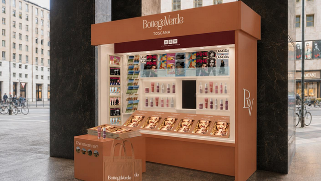 © Ufficio stampa | Milano Beauty Week 2026, l'edicola di Bottega Verde Toscana in piazza San Babila. Sarà aperta tutti i giorni, dal 17 al 20 settembre