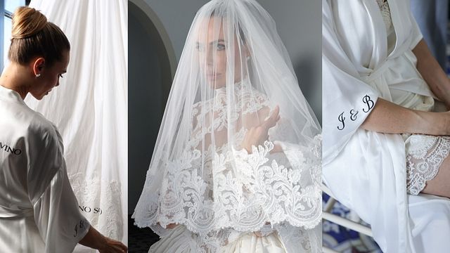 © Ufficio stampa | Ilary Blasi nelle fasi di preparazione e con il primo dei suoi tre abiti da sposa per le nozze con Bastian Muller (courtesy of Ermanno Scervino)