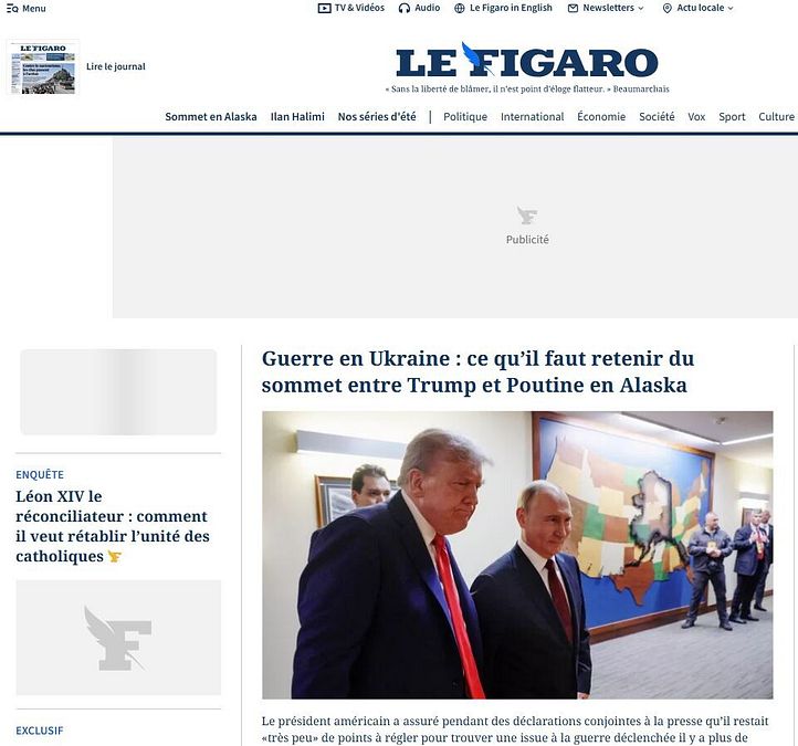 © Sito ufficiale  | L'apertura del "New York Times" punge la vetrina del summit in Alaska: "Trump e Putin ostentano amicizia, ma senza un accordo sull'Ucraina"