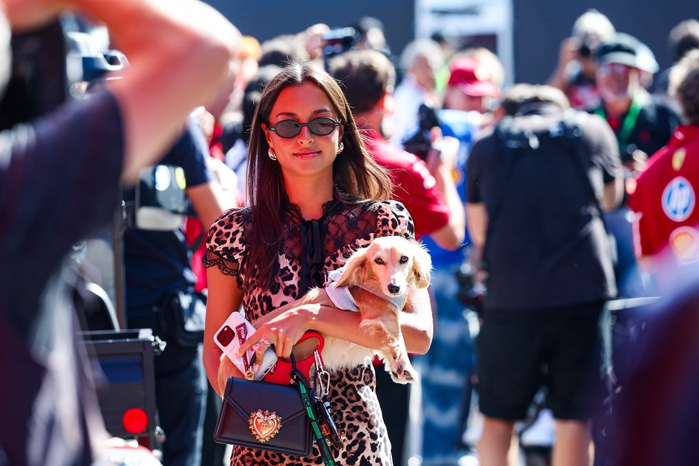 © IPA  | Leo in auto con Charles Leclerc e con la fidanzata del pilota Ferrari Alexandra Saint Mleux nel paddock a Monza
