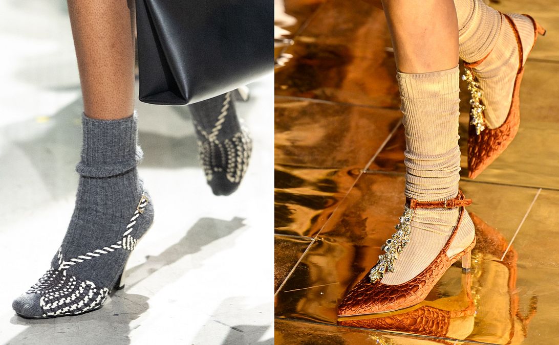 © Catwalk Pictures  | Scarpe con i tacchi e calzini dalle sfilate autunno inverno 2025 di Etro e Ulla Johnson