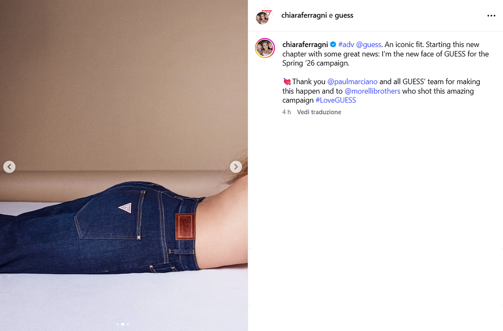 © Instagram  | Chiara Ferragni è il nuovo volto di Guess per la campagna primavera 2026