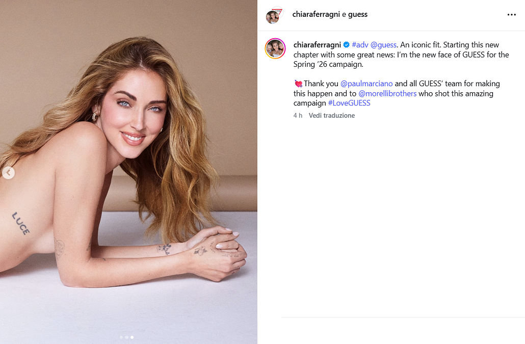 © Instagram  | Chiara Ferragni è il nuovo volto di Guess per la campagna primavera 2026