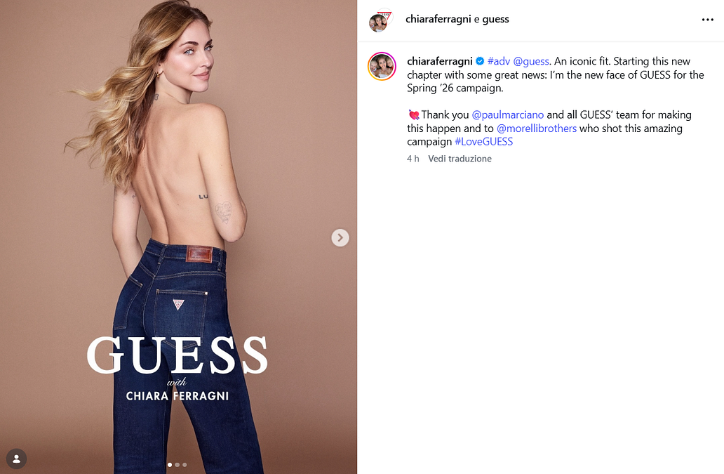 © Instagram  | Chiara Ferragni è il nuovo volto di Guess per la campagna primavera 2026