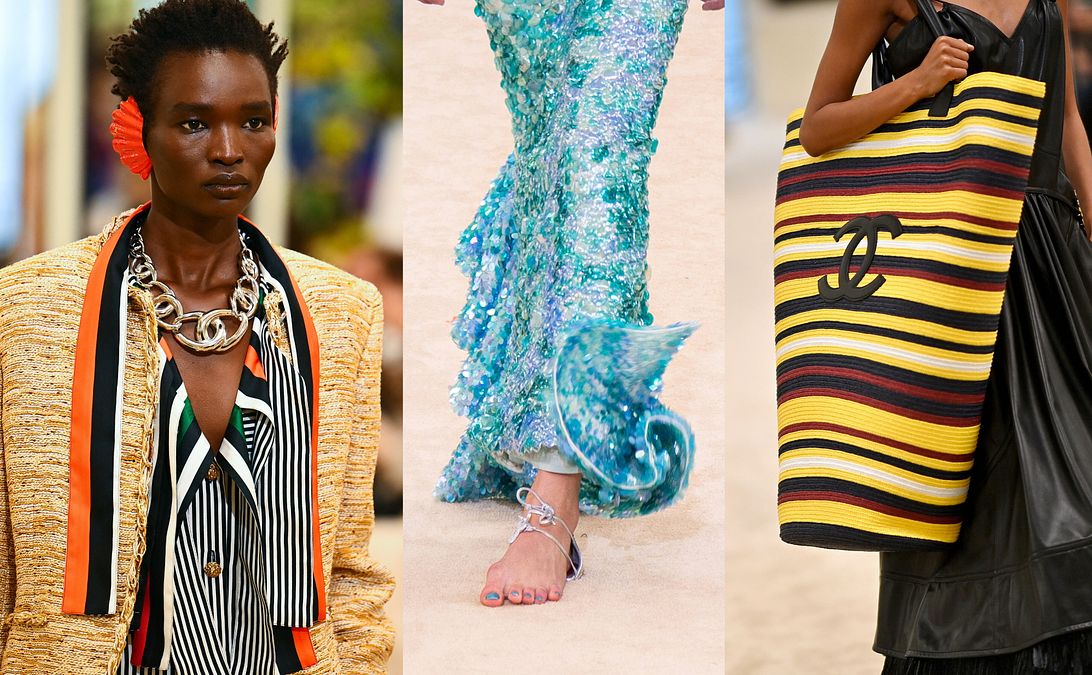 © Afp/IPA/IPA  | Maxi orecchini a forma di conchiglia, sandali non sandali che lasciano scoperto il piede e borse da spiaggia: tre maxi trend dalla sfilata di Chanel Cruise 2026/27 a Biarritz