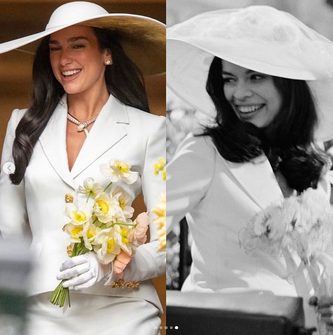 © Instagram  | L'abito da sposa di Dua Lipa ispirato a quello indossato nel 1971 da Bianca Jagger (foto dalla pagina Instagram ufficiale @duachile, gestita dalla comunità di fan dell'artista in Cile)