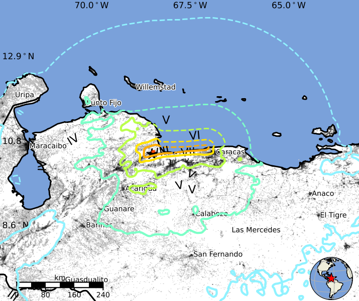 © Usgs  | La stima delle vittime del doppio terremoto che ha colpito il Venezuela