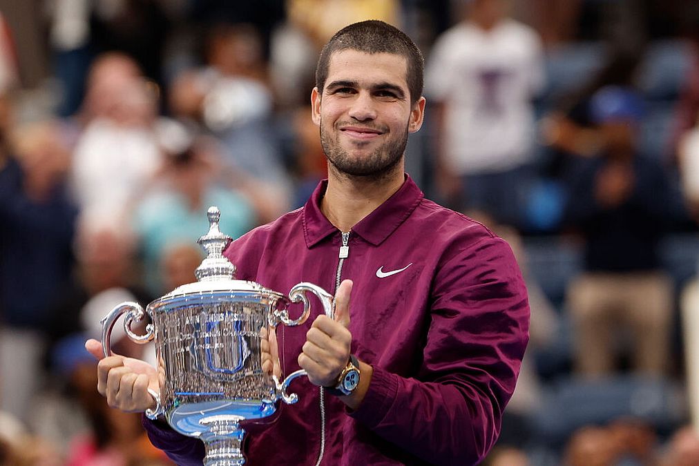 © Getty Images  | Carlos Alcaraz 2025. Vittoria in 4 set su Sinner, gli Us Open furono anche il suo primo Slam conquistato in carriera nel 2022. 