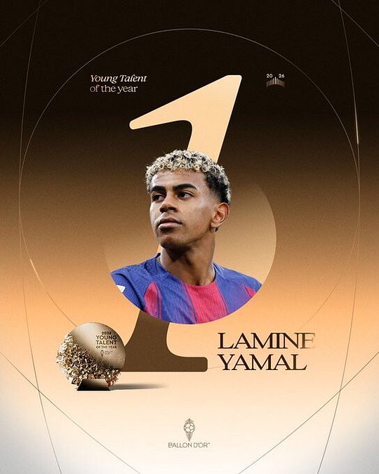 © x  | Lamine Yamal, giovane talento maschile del 2026 (terza volta consecutiva)