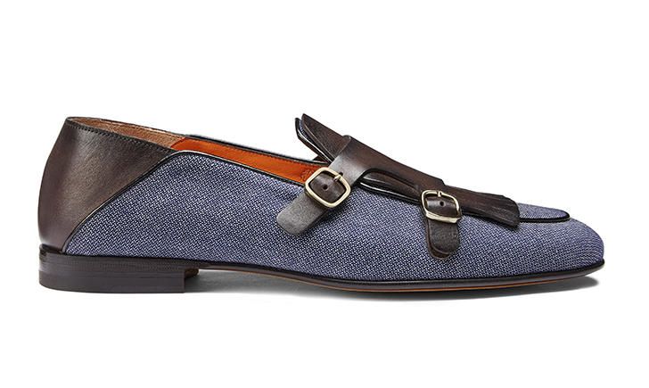 © ufficio-stampa  | Santoni | Mocassini di pelle con dettagli in denim, perfetti per le sere d'estate. 