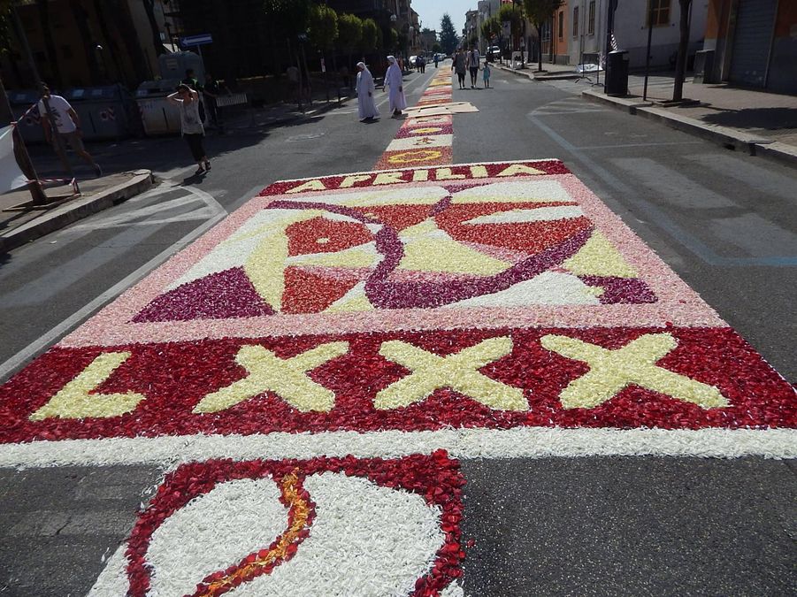 © tgcom24  | Il tappeto di petali di fiori più grande del mondo (Aprilia)
