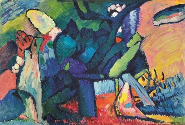 © ufficio-stampa  | Vasilij Kandinskij
Il cavaliere (San Giorgio), 1914-15
Olio su cartoncino, cm 61 x 91,
Mosca, Galleria Tret’jakov
© State Tretyakov Gallery, Moscow