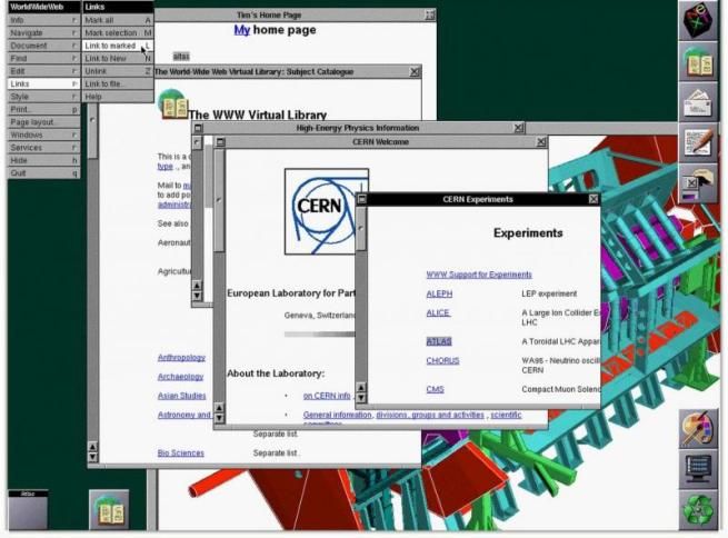 © web  | Tim Berners-Lee, con il browser NeXT usato per inventare il World Wide Web. Immagine del Cern.