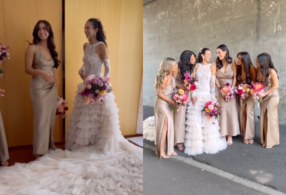 Sposa non trova l’abito giusto e lo crea da sola: il video reazione