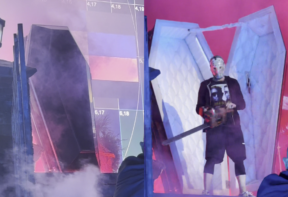 Eminem si esibisce a Austin uscendo da una bara con una motosega