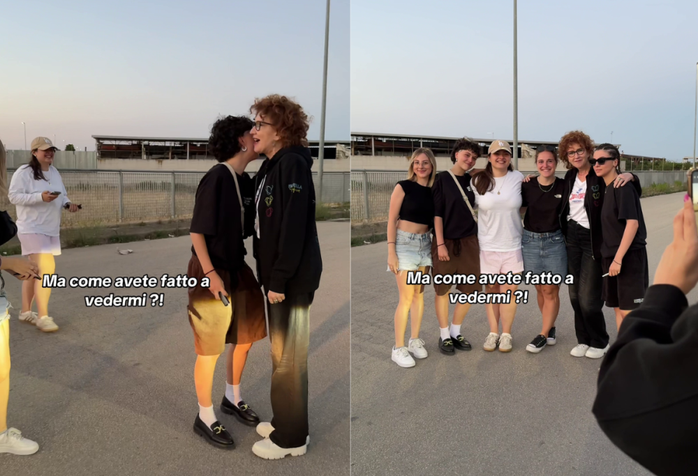 Fiorella Mannoia si ferma in strada per fare una foto con le fan