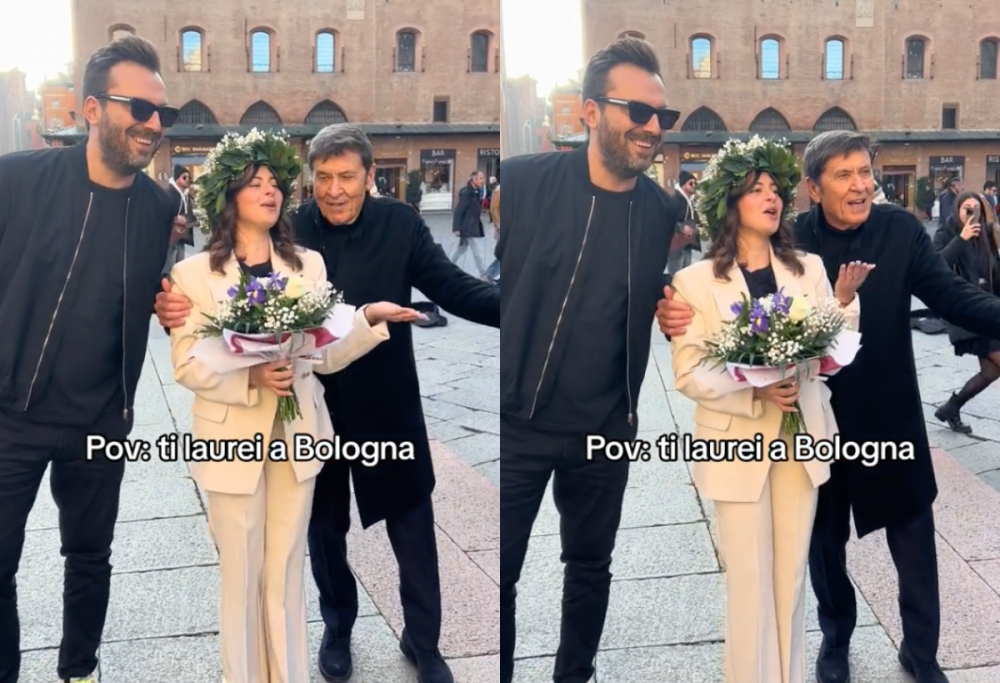 Mentre festeggia la laurea a Bologna incontra Morandi e Cremonini