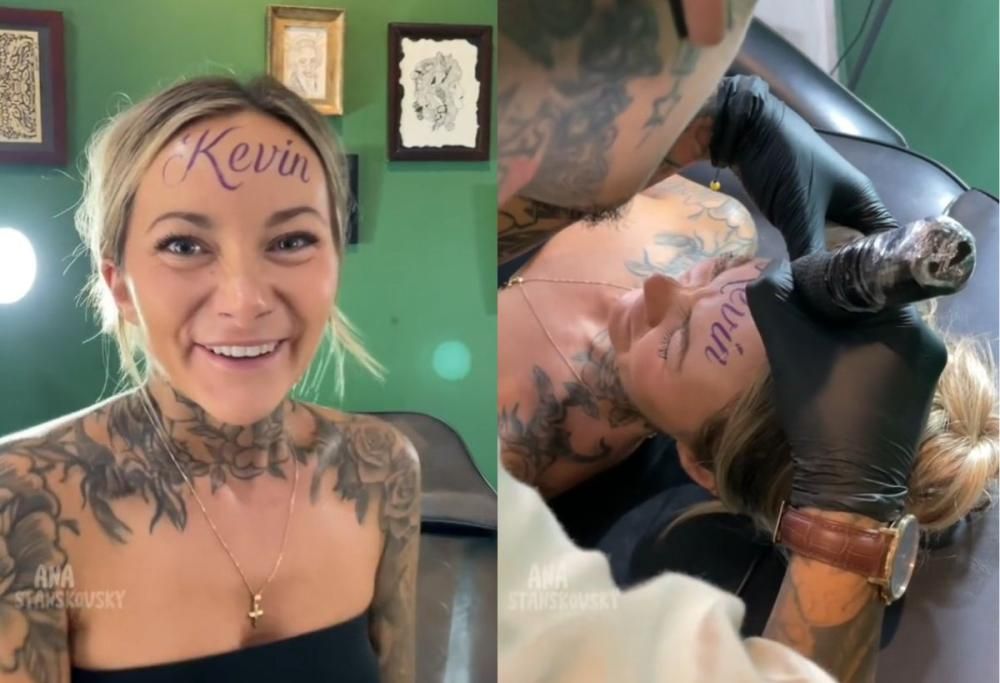 Si tatua il nome del fidanzato sulla fronte: “Non me ne pentirò”