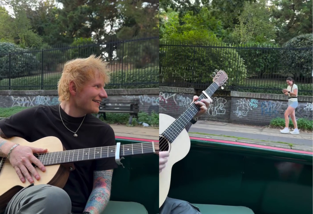 Ed Sheeran incontra una runner mentre è in barca e canta per lei