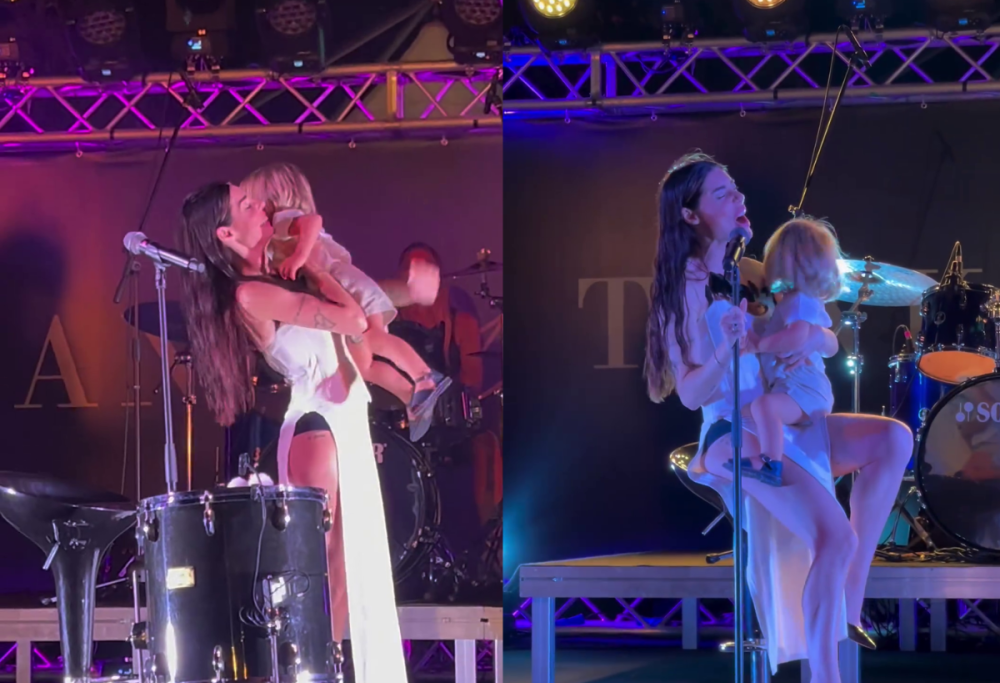 Bianca Atzei, sorpresa sul palco dal piccolo Noa di 18 mesi