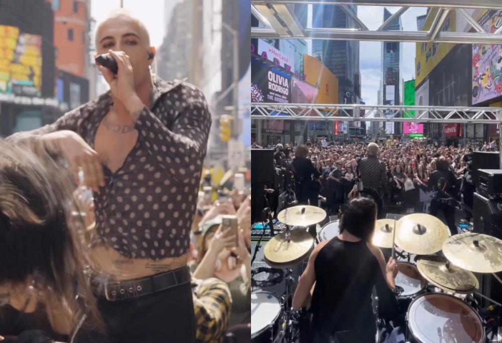 I Måneskin si esibiscono a Times Square per un concerto a sorpresa