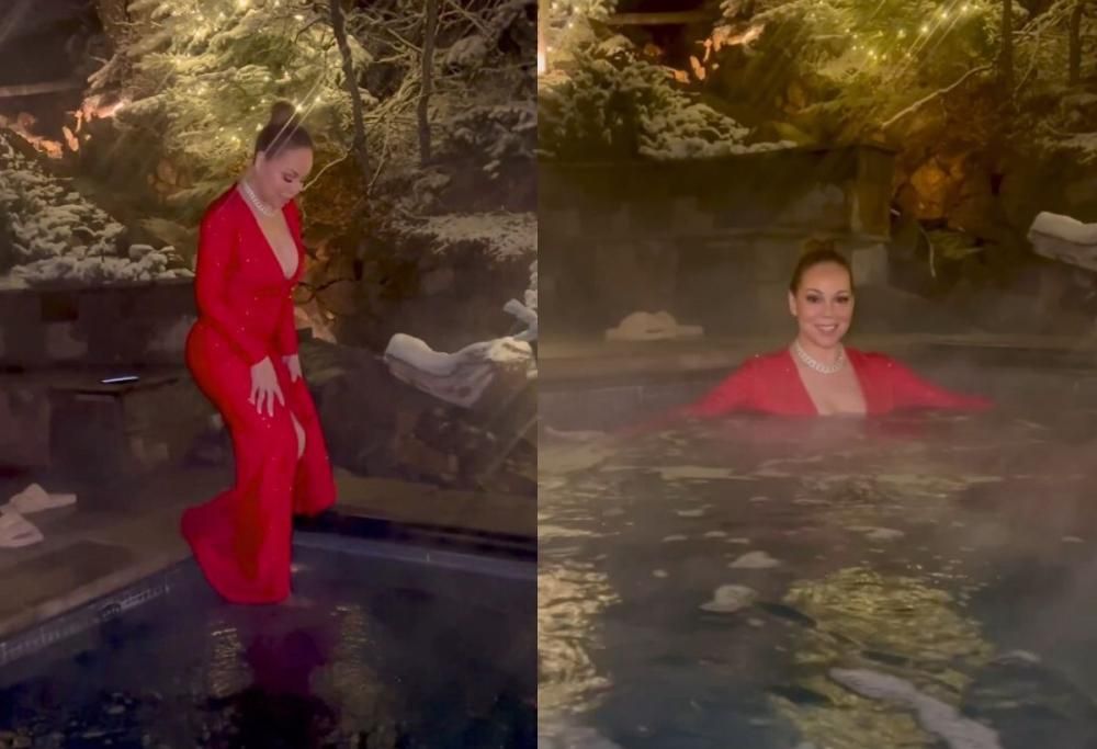 Mariah Carey e il sensuale tuffo in piscina la notte di Capodanno